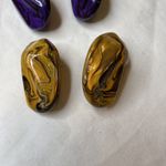 Vintage 80's Earrings Acrylic Pour Paint Stud Post 1" Fashion Express Bundle Green Photo 2