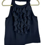 ECI Black Ruffled Lightweight Tank Blouse Size L Photo 0