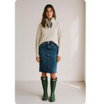 Anthropologie Pilcro Denim Knee Length Skirt Classic 90s Minimalist Preppy Photo 4