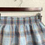 Aerie  Womens Skirt Blue Orange Plaid Tiered Pull On Cotton Mini Size Medium Photo 2