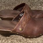 LINDSAY PHILLIPS Boho Clogs Mules 8 Brown Leather Braided Brass Studs Slip On Photo 0