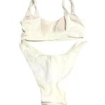 Aerie Bikini Set Ribbed Scoop Neck Removable Cups Cheekier White S Photo 3
