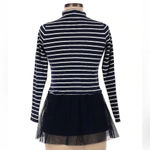 Lands' End  | Navy & White Stripe Ruffle Tule Hem Long Sleeve Blouse Size M Photo 1