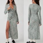 Free People  Moss Green Floral MIDI Dress Size Large Photo 1