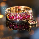 🆕 Luxury Ring For Women, Circular Shaped With Pendant Loop DesignGold & Pink🆕 Pink Size 10 Photo 2