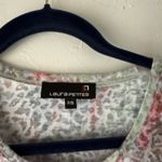 Laura Petites Y2k Small Floral Water Colored Rhinestone Short Slv Semi Sheer Top Green Photo 6