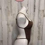Brown Spaghetti Strap Bodysuit | Sleek Minimal One Piece Size Small Photo 2