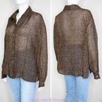 Silk Icon Collection 100% silk leopard animal print button down shirt, size L Brown Size L Photo 11