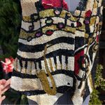Vintage Musical Beaded Sequined Vest Ana Mori size M Black Size M Photo 12
