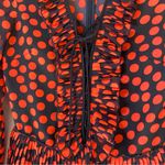DELFI Collective KIKI lace up ruffled long sleeve ruffle Polk dot minidress XS Red Photo 10