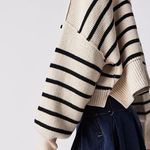 Free People  Easy Street Cropped Striped Pullover Oversized Sweater | Size XL Photo 2