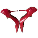 American Vintage RARE 2000'S VTG. RED CHAIN LINK BIG BUCKLE STILETTO HEELS 6 EUC MADE IN BRAZIL Photo 4