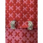 Vintage Crystal Rhinestones Faceted Baguette Sparkling Clip On Earrings Silver Photo 0