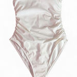 Shade & Shore  White Ruched High-Cut Bandeau One Piece Swimsuit S (4-6) Photo 0