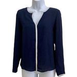 Atmosphere  Split Neck Blouse with White Trim Photo 0