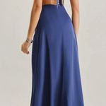 Rihoas Navy Cowl Neck Satin Sleeveless Maxi Dress Blue Size M Photo 3