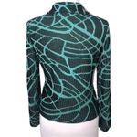 Ming Wang Black and Teal Abstract Print Acrylic Cardigan Sweater XS EUC Photo 2