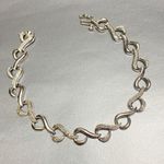 925 Sterling Silver Real Diamond Abstract Link Bracelet 7 1/2" Photo 1