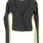 Brandy Melville  v neck , long sleeve black, tee shirt, seam at chest‎ Photo 0