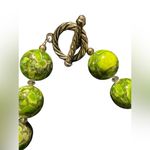 Green speckle beaded necklaces with detachable flower pendant silver clasp Photo 4