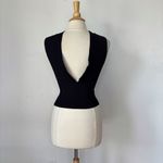 De Laru Vintage Black Bead Embellished Knit Sleeveless Backless Tank Top Photo 4