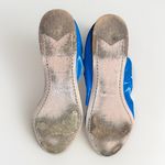 Prada  37 Ballet Flats Blue Leather Lined Foldable Slip On Travel Gold Name Logos Photo 10