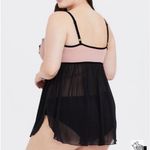 Torrid Pink & Black Floral Applique Mesh Babydoll Photo 1