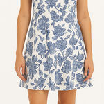 Blu Pepper  White And Blue‎ Sleeveless Floral Pattern Vneck Open Back Dress M Photo 0