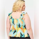 Torrid Peplum Crinkle Gauze Smocked Tank Top Geo Multi Multicolor Smocked 3X Photo 6