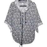 Free People  SANTA FE BLACK WHITE KIMONO ZIPPERED OVERSIZED HOODIE LARGE L Photo 5