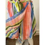 Beige by Eci French sleeveless watercolor pastel pink blue Striped Wrap Dress S Photo 5