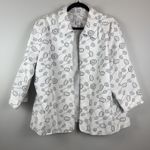 Lucy & Laurel Lucy &‎ Laurel Jacket Womens 2X White Gray Geometric Cotton Open Front Artsy Art Photo 0