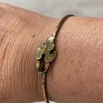 Vintage handmade leaf bracelet gold tones rose gold adjustable fall hammered Pink Photo 0