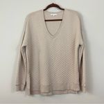 Z Supply  Quilted V Neck Weekender Oversized Sweatshirt in‎ Almond Size Medium Photo 3