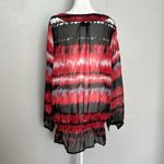 Gina Benotti Red Print Tie Neck Blouse Size Medium Photo 3