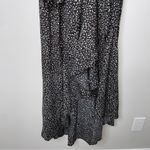 Lulus  Fashion Find Black Ditsy Floral Print Ruffled Faux Wrap Midi Dress Medium Photo 5