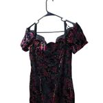 Steppin' Out Vintage Velvet Dress Floral Party Cocktail Black Pink Size 7 Photo 1