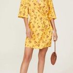 THAKOON COLLECTIVE Yellow & Red Floral Crepe Short Sleeve Wrap Dress Size 6 Photo 0