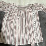 And The Why small Women’s Striped Off Shoulder Peasant Top Photo 6