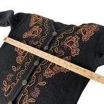 Vintage Carole Little Long Sweater Dress Size MP Black Embroidered Knit Floral Photo 9