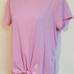 Ideology Tie Front Short Cap Sleeve Solid Pink T Shirt Crew Neck Small Pullover Photo 2