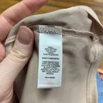 EXPRESS Women's Blue Tan Lace Keyhole Neck Short Sleeve Top Blouse Size Small Photo 5