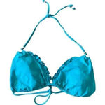 Vitamin A Turquoise Polka Dot Ruffle Triangle Shape Spaghetti Straps Womens SZ S Photo 0