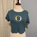 NIKXIE Los Angeles Women Dark Blue Bohemian Moon & Sun Hippie Cropped Top Sz XL Photo 0