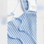 H&M Women's Light Blue Ruffle-trimmed Rib-knit Top Set S Photo 7