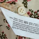 ZARA  Satin Floral Print Ruched Sides Blouse Cream Pink Small Button Front Photo 11