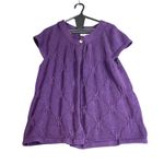 Cato  One Button Knit Cardigan Sweater Womens XL Purple Short Sleeve Cozy Comfy Photo 1