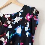 1. State State Black Floral Print Smock Flutter Sleeve Ruffle Mini Dress Large Women Photo 2