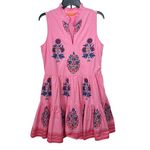 OLIPHANT Boca pink‎ tiered printed Yoke Dress S Pink Photo 6