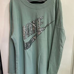 Nike Green Crewneck Long Sleeve Top Woman’s Size Large- Flaws Stains Photo 0